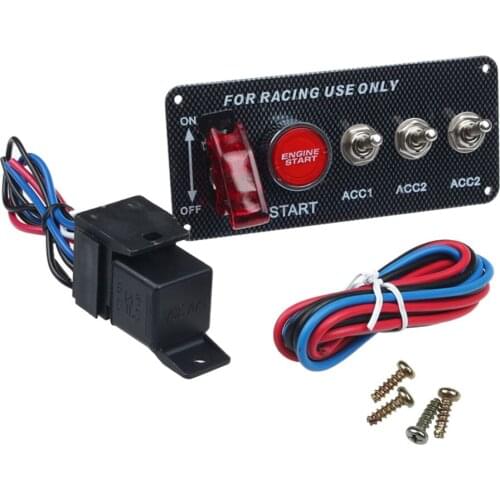 Auto DC 12V Engine Start Switch Panel Led 5 Toggle Switch Accessory Red