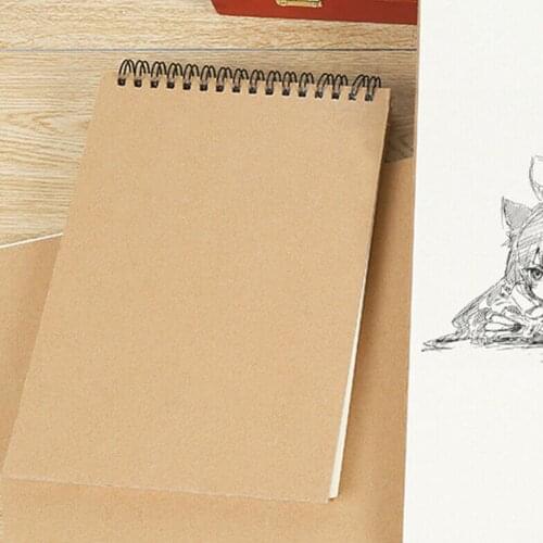 Retro Spiral Coil Sketchbook Kraft Paper Notebook Sketch Diary Pad Sketch Memo Journal Student Pad Painting Book Note U1Q0