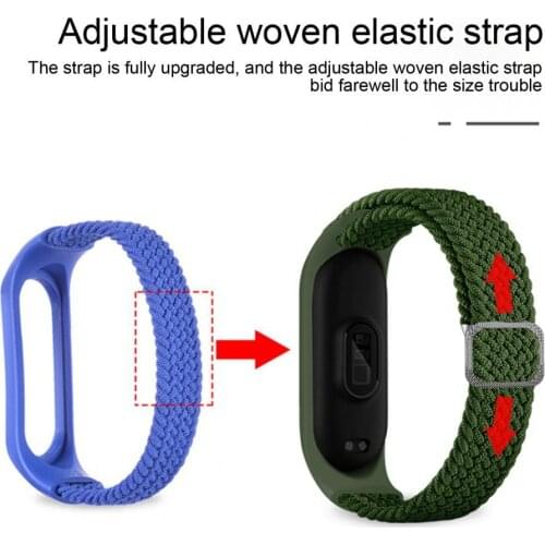 Wristband Soft Comfortable Watch Accessory 14mm Replacement Nylon Braided Wristband for Xiaomi Mi Band 3/4/5/6/NFC