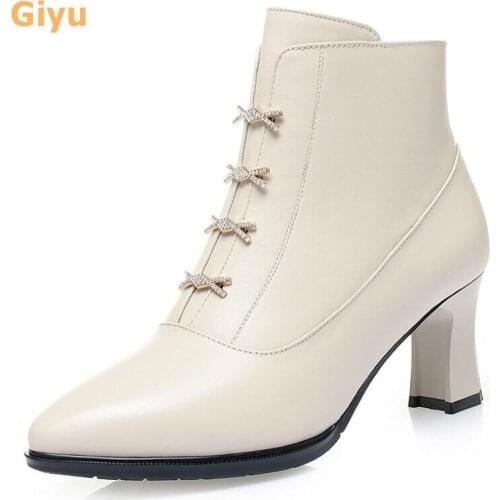 Giyu Brand Genuine Leather Fashion womens boots High heel Martin boots 2020 autumn new single boots Full leather party shoes