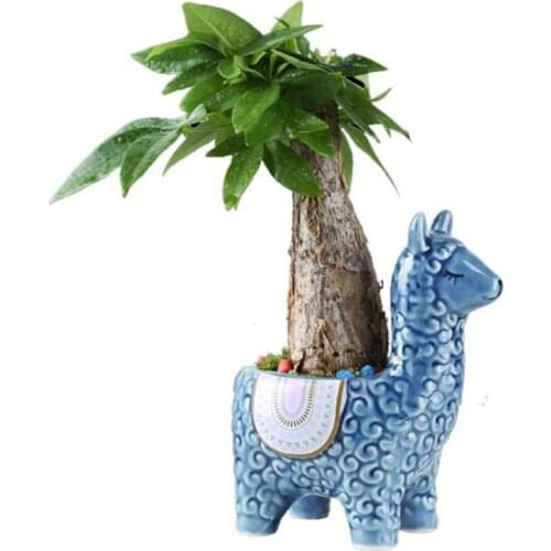 Flowerpot Desktop Ornaments Plant Container Vase Home Garden Decor Ceramic Alpaca Animal Succulent Plant Pot