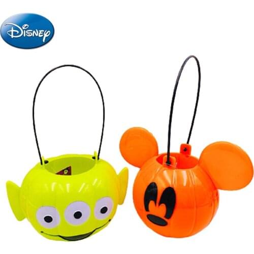 Disney Mickey Anime Cartoon Children Halloween Candy Buckets Pumpkin Bucket Candy Holder Pot Decorate Props Boy Girl Funny Gift