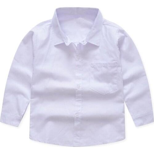 Children Boy Casual Blouse Baby Boys Clothes Autumn Long Sleeve Tops For Kids White Tees Shirts 3-12Y