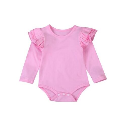 Bebek giyim Infant Baby Girls Solid Ruffles Cotton Romper Long Sleeve Outfits Jumpsuit Clothes Baby Clothing