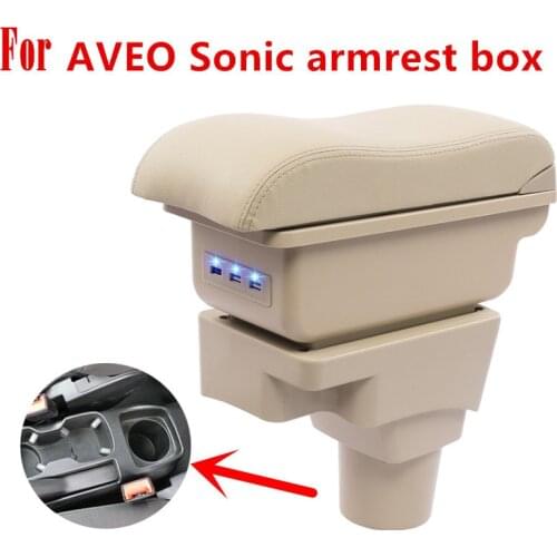 For Chevrolet Aveo Sonic Lova T250 T300 armrest box central Store content Storage box cup holder car-styling accessories