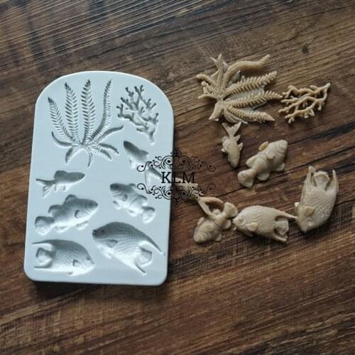 Food Grade Fish Bath Coral Shape Silicone Chocolate Mold Cake Decoration Mold For Birthday Party