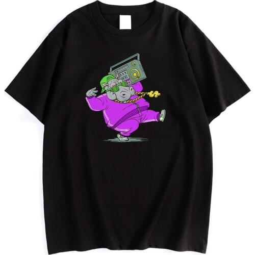 Hip Hop Hippo Funny Printing Mens T Shirts Sport Oversized Tshirt Creativity Vintage T Shirt Fashion Crewneck Men Short Sleeve