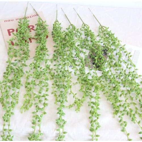 78cm 5fork Artificial Teardrop Succulent plants wall Hanging Bean Vine Flores Rattan For Home Decoration diy wreath Fake Flowers
