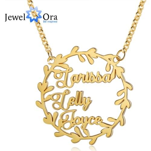 JewelOra Designer Personalized Mistletoe Christmas Nameplate Necklace Custom Letter Name Pendant Necklace Gifts for Mother