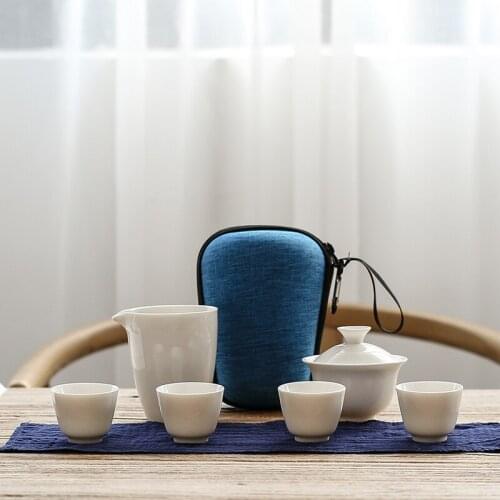 Chinese Ceramics Tea Set One pot and four cups Portable Teapot teacup Car Outdoor Travel drinkware Household porcelain teaware