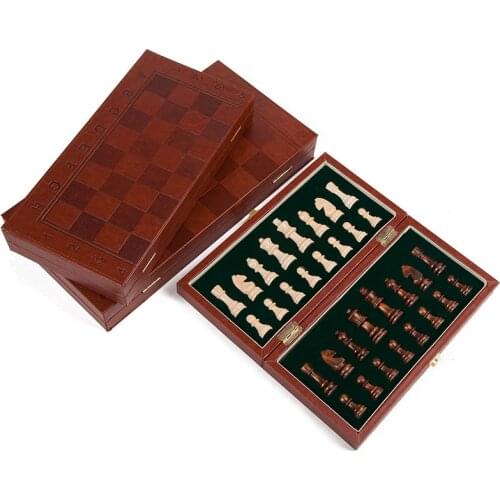Classic chess suit leather folding portable childrens travel board game