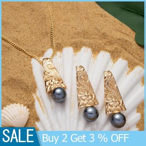 SophiaXuan New Design Hawaiian Earrings and Necklaces Set Plated Pearl Fashion Polynesian Necklaces Jewelry Sets for Women Style