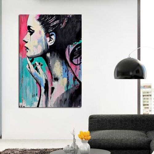 Fashion Young Girls Pictures Modern Painting Girl Portrait Abstract Canvas Print Art Wall Decorations Living Room