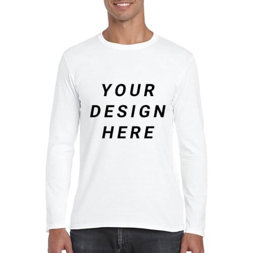 Men Classic Long Sleeve T-shirt Custom Your Photo Text Logo Printing Personalized Customized Thirts Male Tops Euro Size XS-2XL