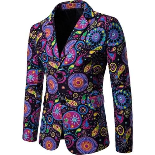 New Printing men Coat Summer Fashion Casual Jacket slim fit two-buttons wedding blazers terno costume homme Business Streetwear