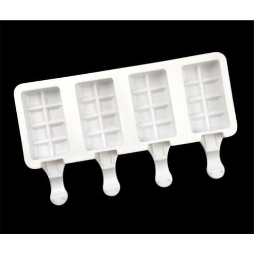New 30pcs/lot Silicone Ice Cream Molds 4 Cell Ice Cube Tray Food Safe Popsicle Maker DIY Homemade Freezer Ice Lolly Mould