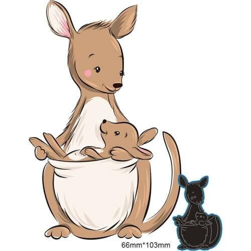 New Metal Cutting Dies Kangaroo Mother and Baby Stencils For DIY Scrapbooking Paper Cards Craft Making Craft Decoration 66*103m