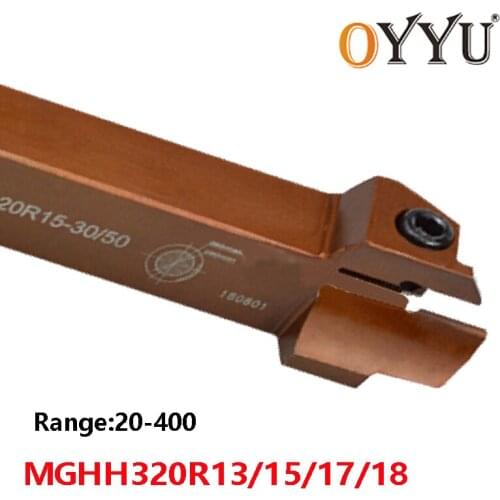 OYYU Spring Steel Lathe Tool Holder MGHH320 20/26 30/50 MGHH320R15 50/80 MGHH320R17 80/160 MGHH320R18 160/400 Grooving Cutter