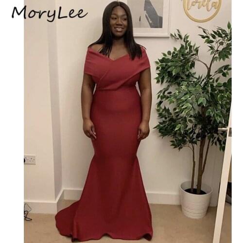 African Bridesmaid Dresses V-Neck Off The Shouder Zipper Back Floor Length Mermaid Satin Wedding Party Bridemaid Dresses