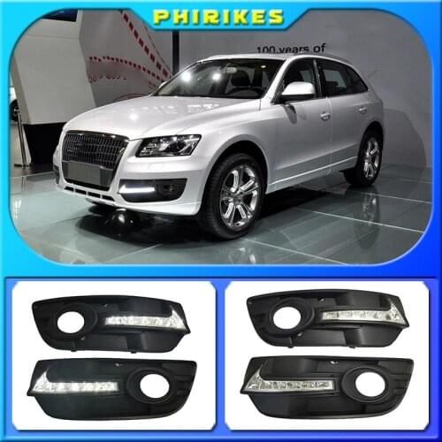 Fits for Audi Q5 10-13 A6L Car DRL Driving Daytime Running Light DRL with flashing yellow turn signal fog lamp Relay Daylight