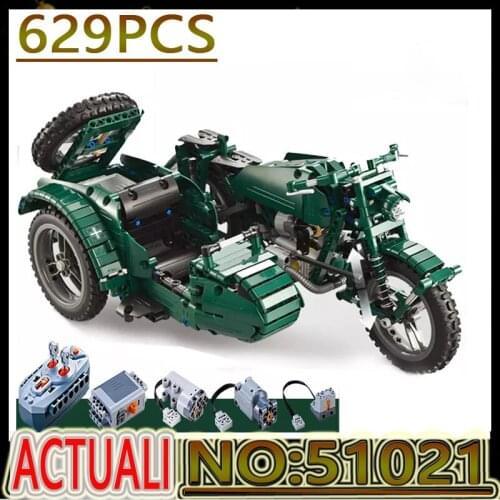 Hot RC Motorcycles Building Blocks City High-Tech Military German WW2 War Remote Control Car Bricks Toy Kids Birthday Gift 51021