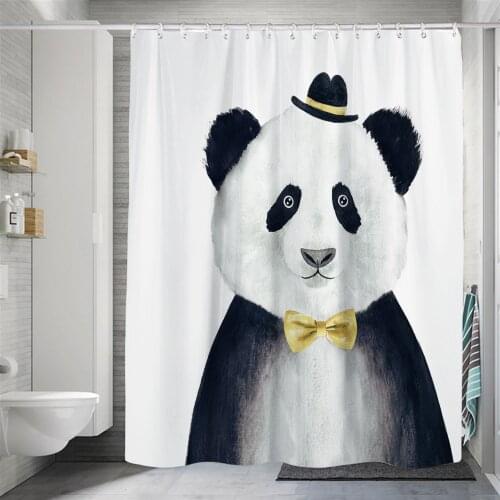 Nordic style black and white panda whale elk simple shower curtain windproof bathroom decoration home decoration