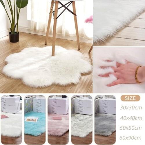 Antiskid Soft Faux Fur Wool Carpet Indoor Sheepskin Rug Modern Carpet Mat Blue White Pink Gray Living Room 30x30cm