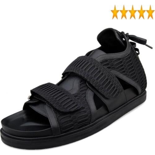 Men England Style Brand Breathable Platform Gladiator Sandals Street Genuine Leather Patchwork Summer Casual Shoes