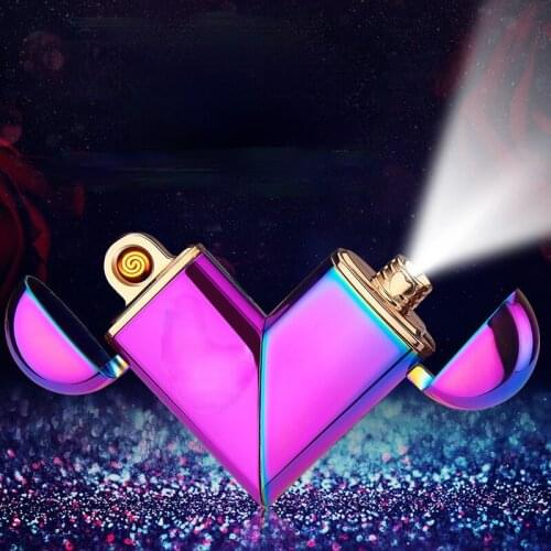 Love Lighter Folding Love Dual-use Charging Personality Creative Projection Fingerprint Sensor Lighter with LED Light for Girl