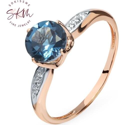 SKM Vintage Sapphire rings diamond rings for women 14k rose gold Engagement wedding rings designer Luxury Fine Jewelry