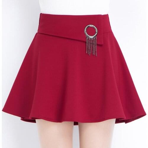 2020 Autumn New Short Skirt Women Elastic Waist Pleated Skirt Urban Commuter OL Style Big Red Umbrella Skirt High Waist Skirt