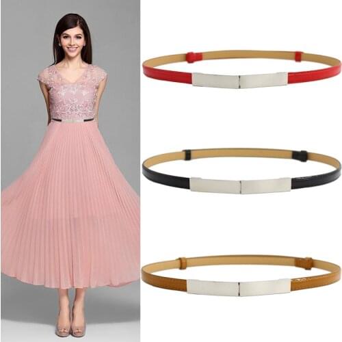 Women Golden Genuine Leather Belt Slender Decorative Waistband Dress Simple All-match Belts Korean Female Fashion One-Suit
