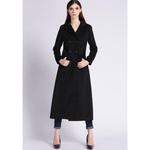 Savabien Long Black Coat Winter Women Invierno Mujer 2019 Lapel Double Breasted Long Sleeve Runway Elegant Wool Coat Overcoat