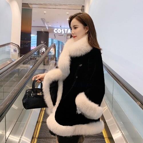 Natural 100% Rex rabbit fur Winter Woman Coats Long 2020 Fashion Genuine Fur Coats Women Big Fox Fur Collar Coat Warm