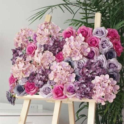 10PCS 40cm*60cm Artificial silk colorful Hydrangea with Rose flower wall wedding decoration home deor party flowers wall