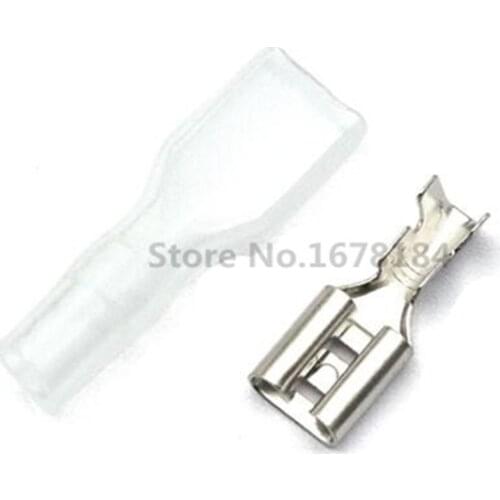 100 sets 4.8 mm With Transparent Sheath Inserted Spring 4.8mm Female Connector Terminal Faston With Insulator For Wire