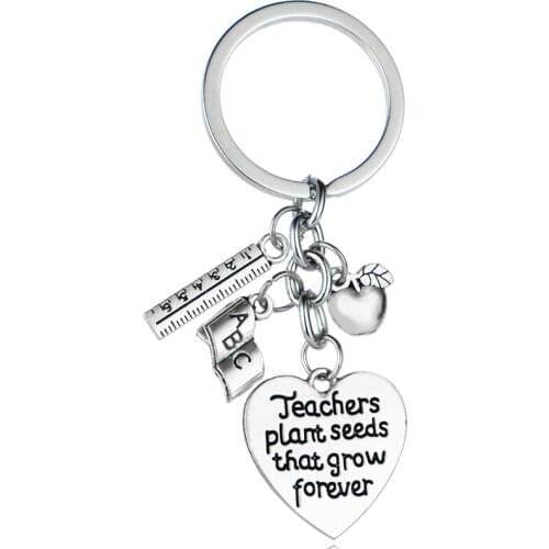 12PCs Teachers Plant Seeds That Grow Forever Apple Keychain Thank You Gifts For Teacher Keyring Key Chains Appreciation Presents