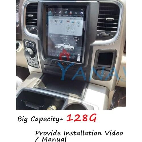 128GB Android Tesla Verticle Stereo Multimedia Car Radio For Dodge RAM 1500 3500 2013 -2018 Car GPS Navigation Audio Head Unit