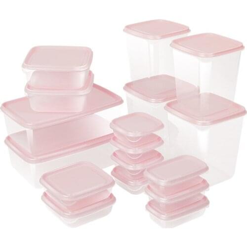 17pcs/set Solid Color Transparent Food Storage Box Kitchen Container Set Refrigerator Multigrain Storage Tank Sealed Cans