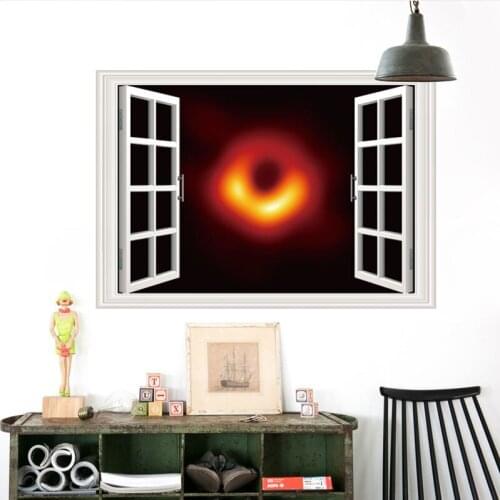 3D Window broken wall wonderful Cosmic space Black hole 3D Wall Sticker Removable Wallpaper kids room Home Decal Decor mural