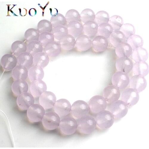 A+ Natural Stone Light Purple Chalcedony Jades Beads Round Round Loose Spacer Beads For Making Jewelry 15'Strand 6/8/10/12mm