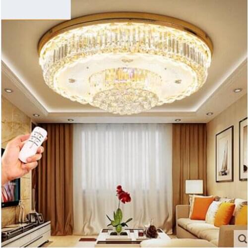 Atmospheric crystal lamps round living room lamp LED ceiling led dining room lamp lighting European crystal lamp remote control