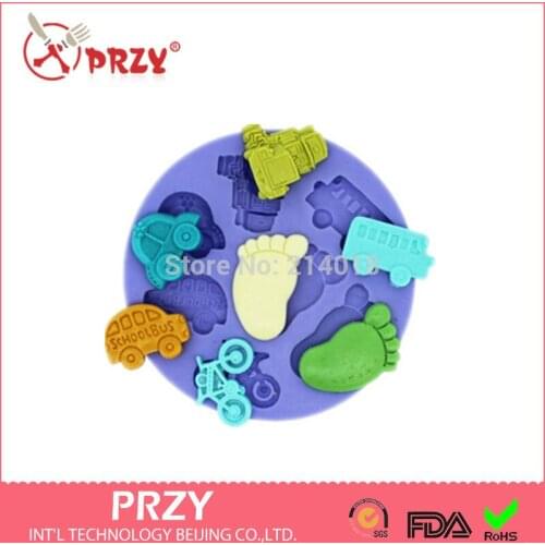 Free shipping Bicycle /car /feet modelling chocolate mold silicon fondant Cake decoration mold wholesale fondant mold