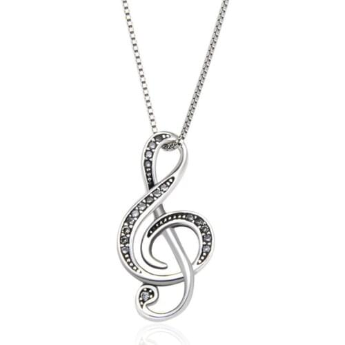 [BLACK AWN] 925 Sterling Silver Jewelry musical note Necklace for Women Love-Song Series Sterling Silver Jewelry K058