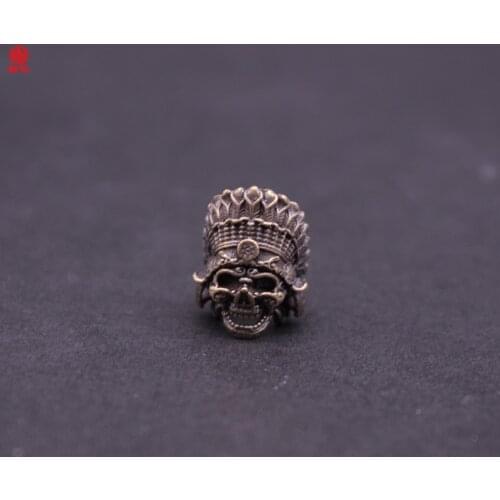 1PC Indigenous Indians Retro Brass White Copper EDC Paracord Beads Lanyard Pendants Knife Beads Umbrella Rope Cord Beads Pendant