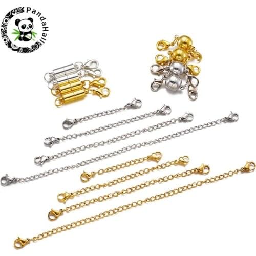 Stainless Steel Necklace Bracelet Extender Chain with Brass Magnetic Clasps Adjustable End Chain Jewelry Findings Replacement