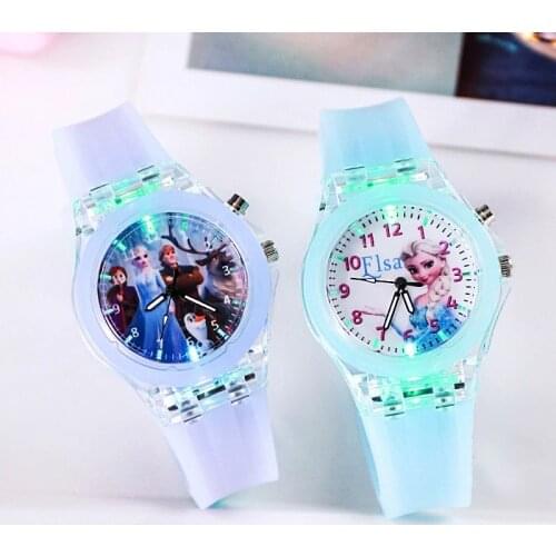 Disney Frozen Princess Anime Pattern Toy Shine Watch Children Action Figure Fashion Crystal Wrist Watch Girl Cartoon Toys Gift
