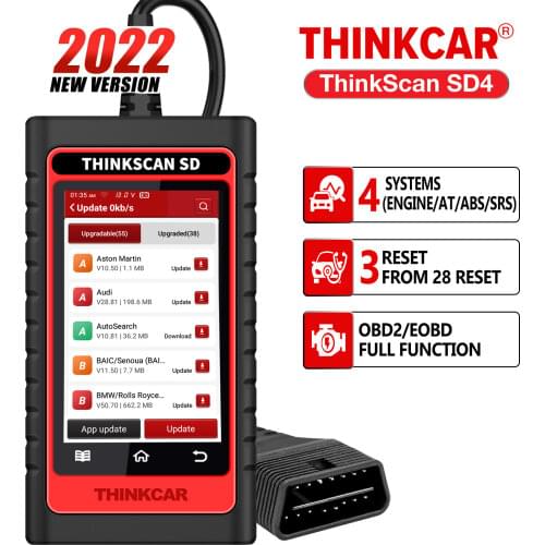 ThinkScan SD4 ABS SRS ECM TCM Auto Diagnostic Tool with 3 Reset Function Enhanced Scan Tool Lifetime Free Update OBD2 Scanner