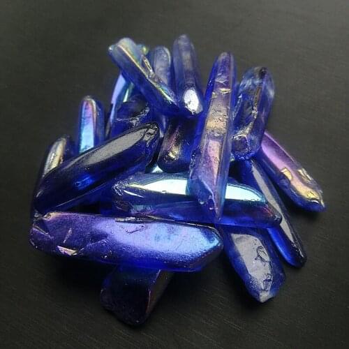 Blue rainbow titanium aura quartz wand natural stones and minerals healing crystals rough gemstones for making jewelry
