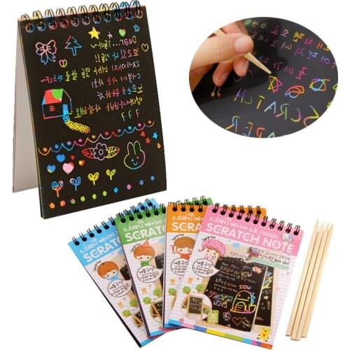 Kdis Drawing Toy Colorful DIY Craft Educational Toys Fun Doodling Scratch Children Wood Stick Graffiti Coloring Book Kids Crafts